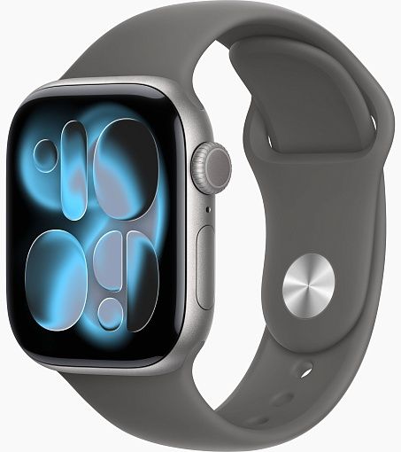 Apple Watch S11, 46 mm, корпус из алюминия цвета «серый космос», спортивный ремешок черного цвета