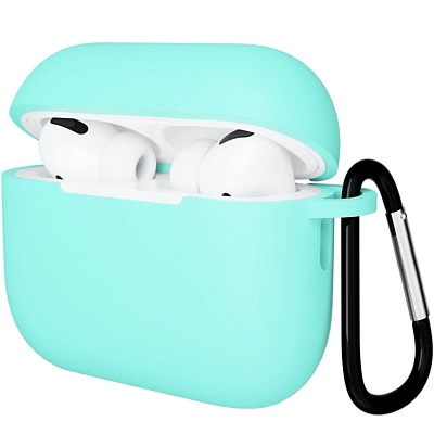 Чехол для Airpods Pro 3 Gurdini прорезиненный soft touch c карабином Мятный