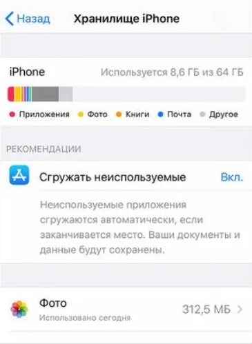 Чистка памяти "Другое" на iPhone