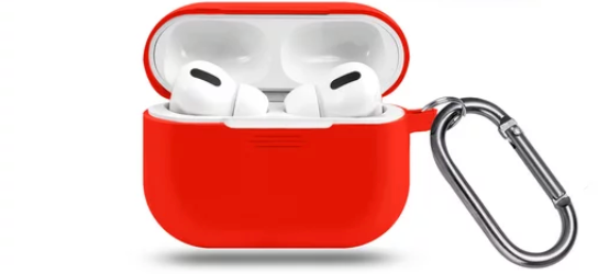 Чехол для Airpods Pro 2 Gurdini прорезиненный soft touch c карабином Красный