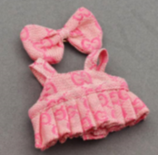 Одежда Labubu платье с бантом розовое с узором