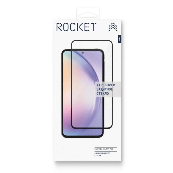 Стекло защитное Rocket Air Cover 2.5D для Samsung A35 (чёрная рамка, 0,33мм)