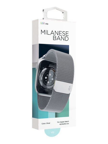 Ремешок миланская петля VLP Apple Watch 42/44/45, серебристый