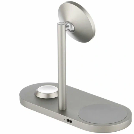 Беспроводное зарядное устройство Stage 3in1 Magnetic wireless charger, серый
