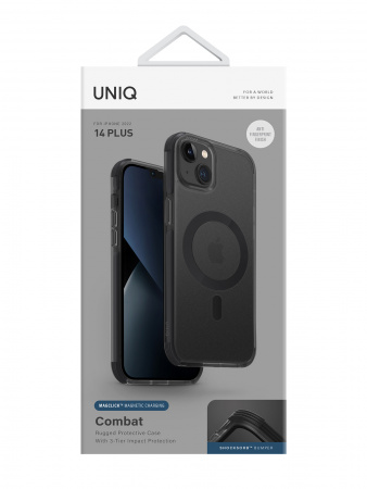 Чехол для iPhone 14 Plus Uniq Combat Antifingerpint Charcoal (MagSafe)
