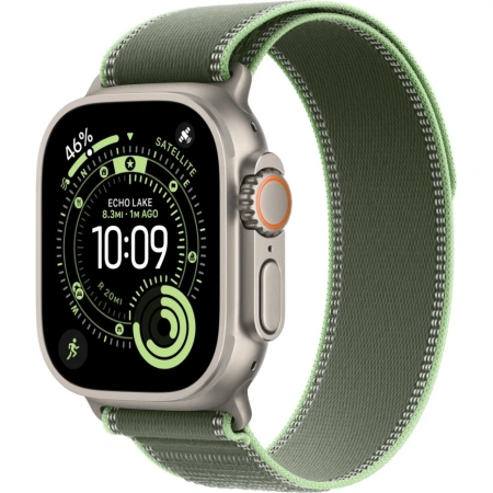 Apple Watch Ultra 3 Natural Titanium Case with Green/Neon Trail Loop M/L