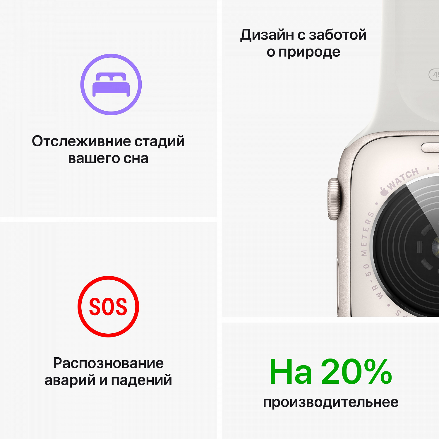 Apple Watch SE (2-nd gen), 40 mm, Корпус из алюминия золотого цвета, спортивный ремешок цвета Сияющая звезда