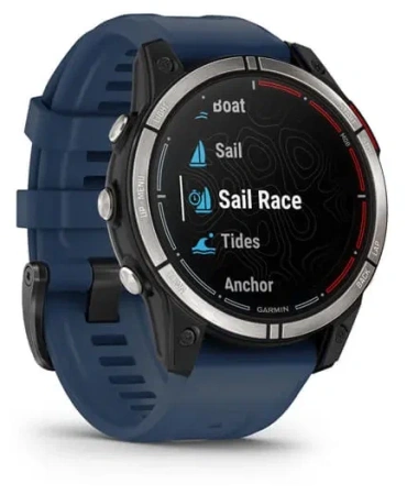 Умные часы Garmin Quatix 7 Wi-Fi, черный/голубой