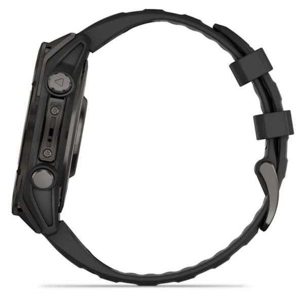 Смарт часы Garmin Fenix 8, 47мм, AMOLED, Sapphire Carbon Gray DLC Titanium with Black/Pebble Gray Silicone Band