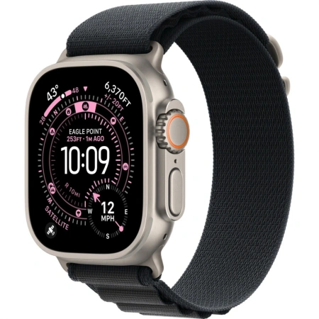 Apple Watch Ultra 3 Natural Titanium Case with Black Alpine Loop Small