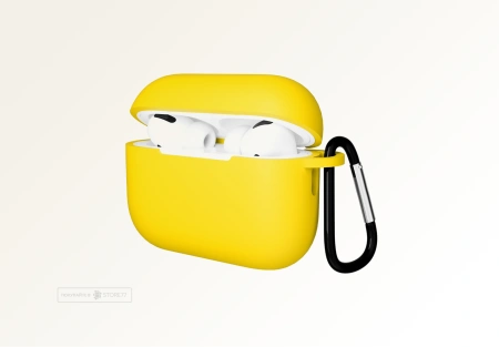 Чехол для Airpods Pro 3 Gurdini прорезиненный soft touch c карабином Желтый