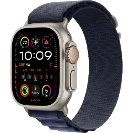 Apple Watch Ultra 2 Titanium Case with Navy Alpine Loop Large