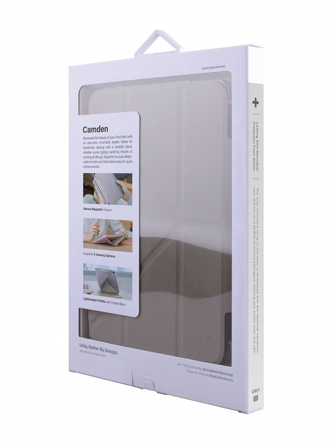 Чехол Uniq для iPad Mini 6 (2021) Camden Anti-microbial Grey