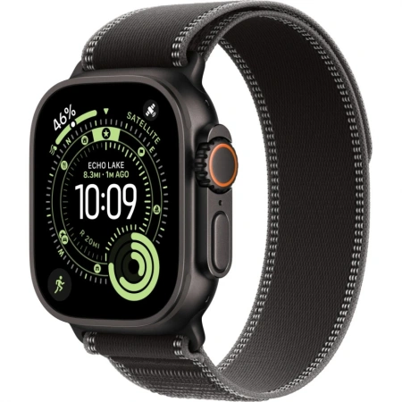 Apple Watch Ultra 3 Natural Titanium Case with Black/Charcoal Trail Loop S/M