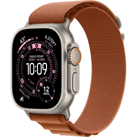 Apple Watch Ultra 3 Natural Titanium Case with Terra Cotta Alpine Loop Large