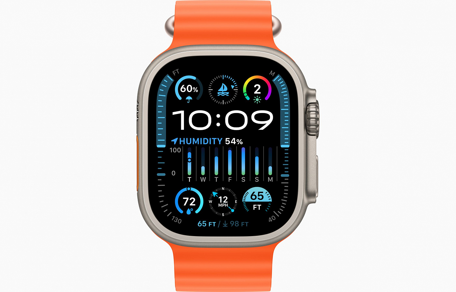 Apple Watch Ultra 2 Titanium Case with Orange Ocean Band