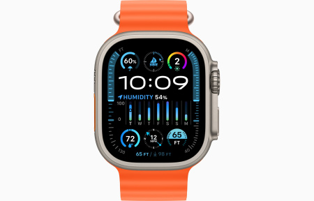 Apple Watch Ultra 2 Titanium Case with Orange Ocean Band