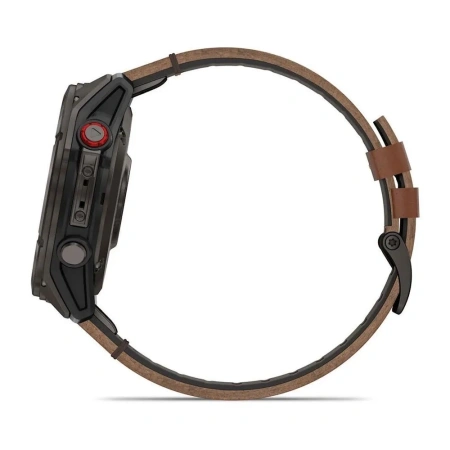 Часы Garmin Fenix 8 Pro - 47 mm AMOLED Sapphire Carbon Gray DLC Titanium / Chestnut Leather Band