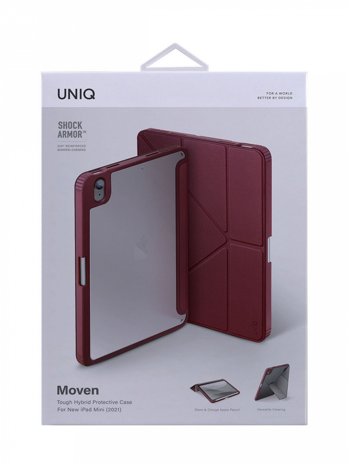 Чехол Uniq для iPad Mini 6 (2021) Moven Anti-microbial Maroon Red