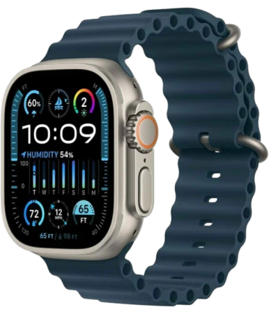Apple Watch Ultra 2 Black Titanium Case with Navy Ocean Band