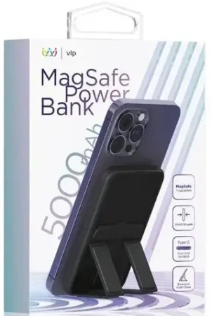 Аккумулятор внешний «vlp» Magsafe PowerBank 5000 mAh, 3A, USB-C, черный