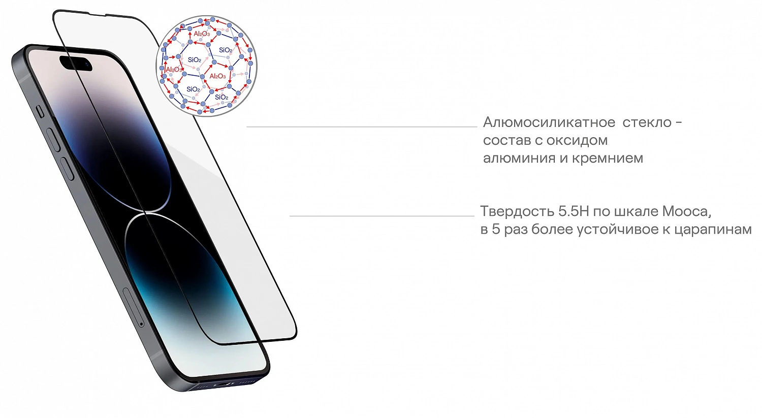 Стекло защитное uBear Extreme Nano Shield для iPhone 14 Pro, с аппликатором Easy App, алюмосиликатное