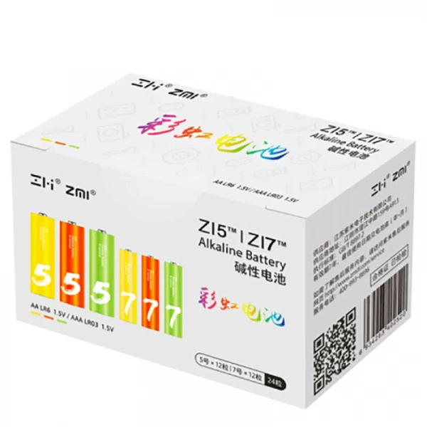 Батарейки алкалиновые Xiaomi ZMI Rainbow ZI5/ZI7 (12шт.АА+12шт.ААА)