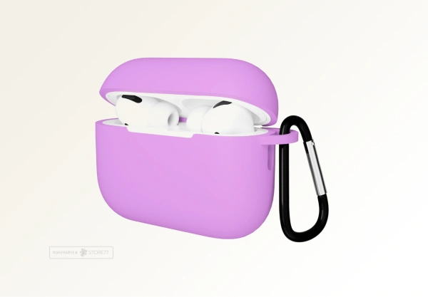 Чехол для Airpods Pro 3 Gurdini прорезиненный soft touch c карабином Пурпурный