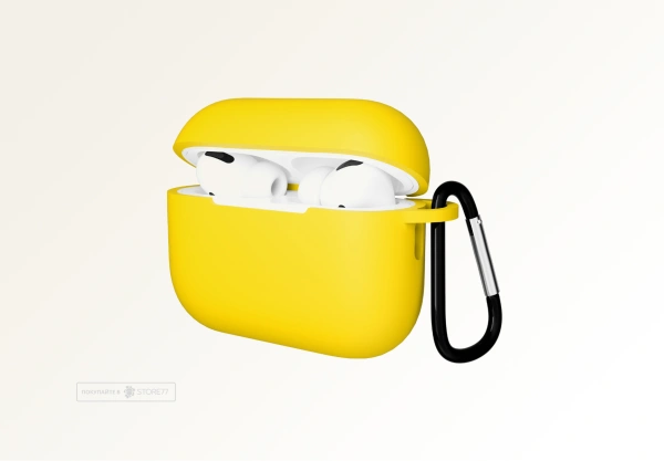 Чехол для Airpods Pro 3 Gurdini прорезиненный soft touch c карабином Желтый