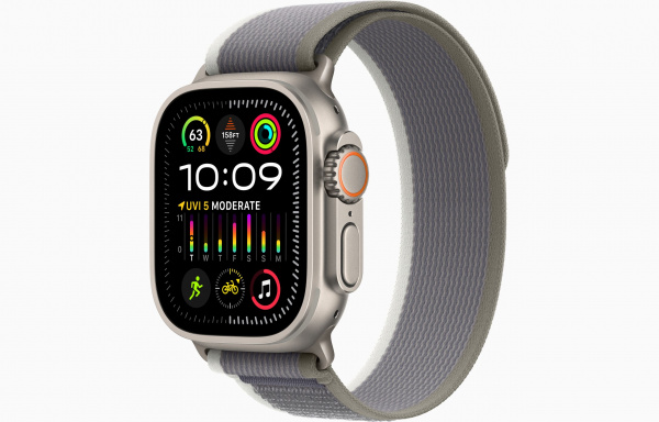 Apple Watch Ultra 2 Titanium Case with Green/Gray Trail Loop S/M
