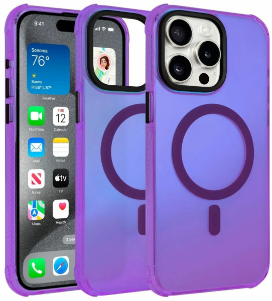 Чехол накладка iPhone 15 6.1" Gurdini Asty Series with Magsafe Purple