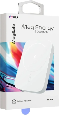 Аккумулятор внешний VLP Mag Energy 5000 mAh PD20W, USB-C, белый
