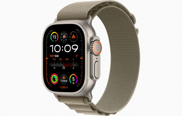 Apple Watch Ultra 2 Titanium Case with Olive Alpine Loop Small