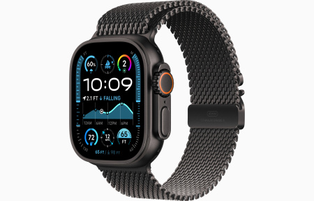 Apple Watch Ultra 2 Black Titanium Case with Black Titanium Milanese Loop Small