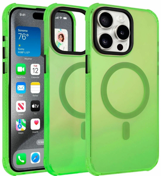 Чехол накладка iPhone 15 6.1" Gurdini Asty Series with Magsafe Green