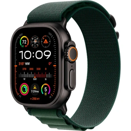 Apple Watch Ultra 2 Titanium Case with Dark Green Alpine Loop Large