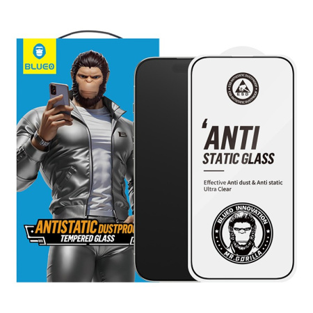 Стекло защитное BlueO iPhone 16 Pro, Narrow border Anti-Static Black (антистатик)