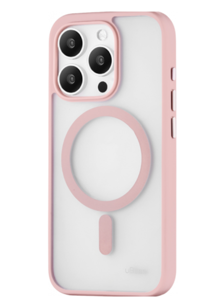 Чехол защитный uBear Cloud Mag Case, iPhone 15, MagSafe, усиленный, розовый