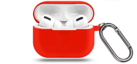 Чехол для Airpods Pro 2 Gurdini прорезиненный soft touch c карабином Красный