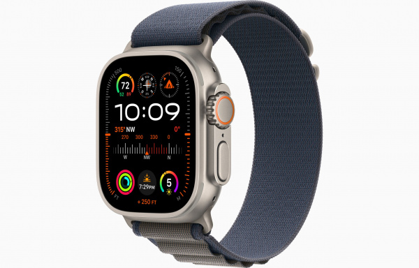 Apple Watch Ultra 2 Titanium Case with Blue Alpine Loop Large