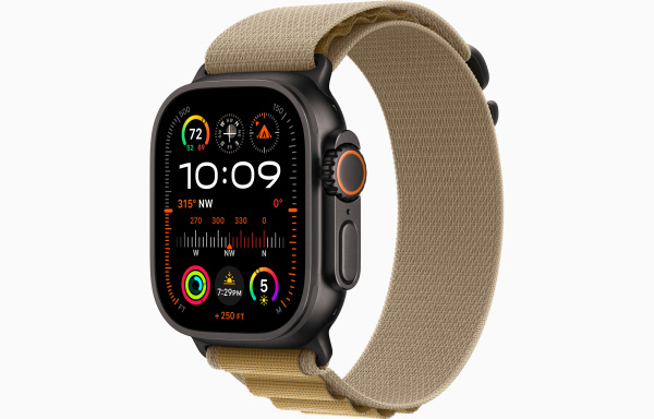 Apple Watch Ultra 2 Black Titanium Case with Navy Alpine Loop Medium