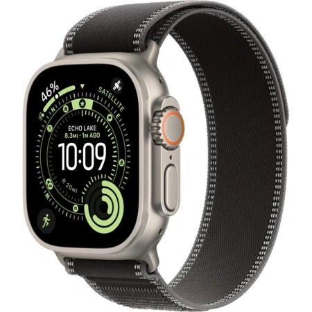 Apple Watch Ultra 3 Natural Titanium Case with Black/Charcoal Trail Loop M/L