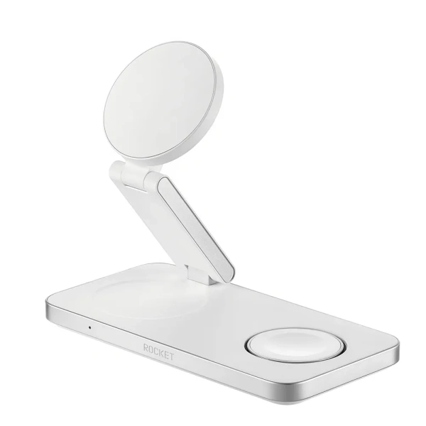 Беспроводное зарядное устройство Rocket Premium Magic 3in1, Apple Watch, 22.5W, белый