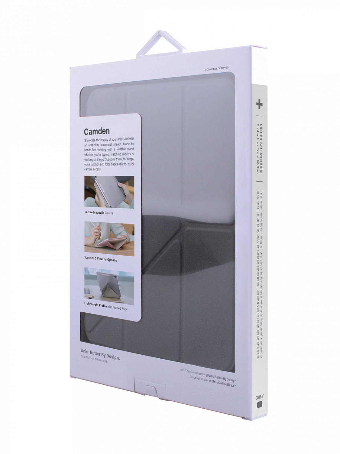 Чехол Uniq для iPad Mini 6 (2021) Moven Anti-microbial Grey