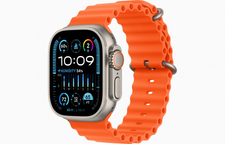Apple Watch Ultra 2 Titanium Case with Orange Ocean Band