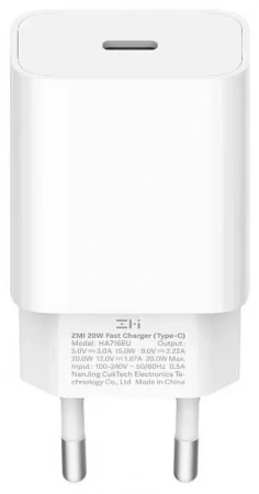 Адаптер питания Xiaomi ZMI Type-C Power Adapter PD 20W EU White HA716