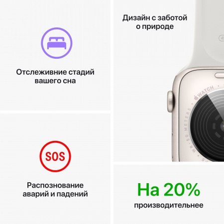 Apple Watch SE (2-nd gen) 40 mm Корпус из алюминия серебристого цвета cпортивный ремешок цвета белого цвета