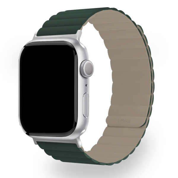 Ремешок магнитный силиконовый uBear Mode для Apple watch, M/L, зелёный/серый